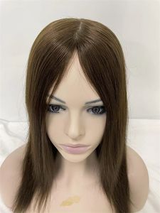 中国の処女人間の髪シルキーストレートブラックカラー1B＃4x4白人女性のためのシルクトップユダヤトッパー
