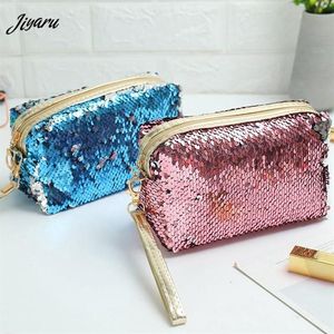 Borsa da trucco con paillettes Custodia da viaggio cosmetica Custodia da toilette impermeabile per donna Borsa da lavaggio con cerniera Organizer per trucco portatile307V