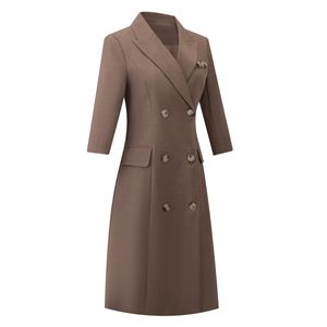 Hochwertiges Hotel-Uniform-Anzugskleid, zweireihig, britische Trend-Kleidung in Kaffeefarbe, Herbst-Kleider für Büroangestellte