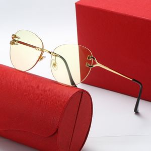 carti glasses Men Sunglasses for women eyewear Leopard head sunglase rimless frame anti blue light UV lens coating eyewear With original box and case