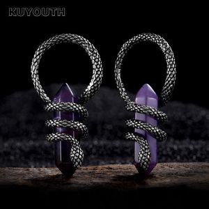 Labret Lip Piercing Jewelry KUYOUTH est Copper Snake Stone Buckle Ear Weight Expanders Body Earring Gauges Stretchers m 2PCS 230809