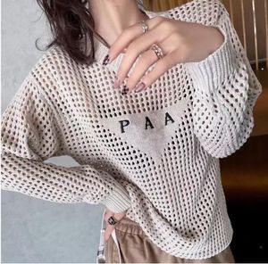 2023 fashion designer women's knits wear net red with hollow front letter embroidery loose comfortable personality trend