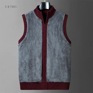 Men's Vests Fleece Knitted Herren Weste Jackets For Men White Red Black Sleeveless Jacket Pullovers Warm Thicken Sweater 2023 230216