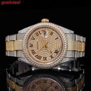 ساعة معصم فاخرة مخصصة مخصصة الساعات من الذهب الأبيض مطلي Moiss Anite Diamond Watchess 5A جودة عالية التكرار ميكانيكية y8lk