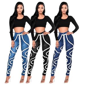 Roupas Femininas Jeans Calças Leggings Zíper Cintura Média Calça Lápis Fofa Faixa Elástica Lavagem Denim Boate