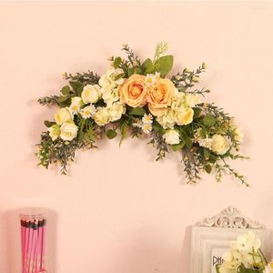 Dekorativa blommor bröllop båge rosblommig swag för lintel girland konstgjord dekoration