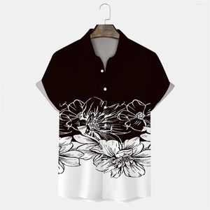 Fritidsskjortor för män Herr Button Up Slim Fit Kortärmad Blommig 3d Beach Hawaiiskjorta Herr Fest Semesterkläder Camisa Masculina