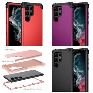 3IN1 Dual Security Cases für Samsung A24 S23 Ultra S22 Plus Note 20 S21 FE A53 A73 A33 5G Mode Vorderseite Rückseite Anti-Fall Hartplastik Weiche TPU Hybridschicht Stoßfeste Abdeckung