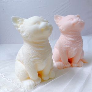 Candles Cute Cat Candle Mold Animal Teddy Puppies Soy Wax Silicone Mould Cats Lover Home Decor 230217