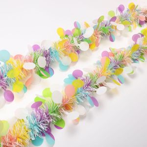 Party Decoration 2M Easter Garlands Stripe Tinsel DIY Wreath Happy Spring Day Decor 2023 Hanging Pendants Birthday Supplies