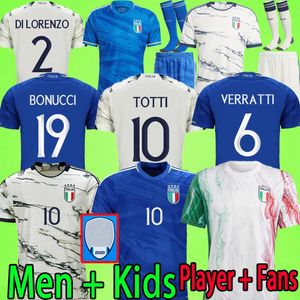 2023 İtalya Futbol Formaları Oyuncu Versiyon Maglie Da Calcio Totti Verratti Chiesa Eğitim Takım İtalya 23 24 Erkek Futbol Gömlekleri T Lorenzo Man Çocuk Kiti Mutif