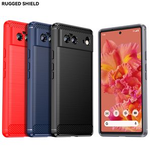 Google Pixel için Karbon Fiber Yumuşak TPU Kılıfları 6A 7 7A Pro 5 5A Şok geçirmez Kılıf Kapağı