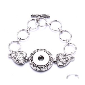 Bracelets de charme vintage Sier 18mm Button Snap Butora Heart Gold Link Chain Snaps Buttons Jewelry For Mull Men Drop Delivery Dh8un