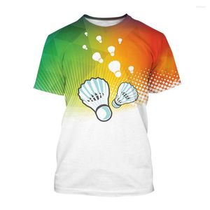 Erkek Tişörtleri Moda Sporları Badminton Deseni 3D Baskı T-Shirt Erkekler Sıradan Hip Hop Harajuku Kişilik Yuvarlak Boyun Kısa Kollu Üst