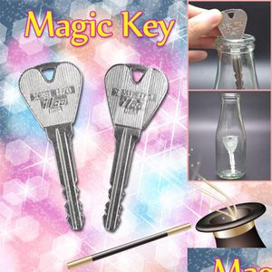 Magic Props 2 PCS/Set Folding Keys Funny Trick Toys For Kids Teens Adts Simple Alloy Party Games Performance Gift Delivery Gift Dhouk