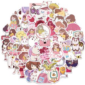 50 st animation Bee och Puppycat Stickers Cartoon Graffiti Kids Toy Skateboard Car Motorcykel cykel klisterm￤rke Dekaler Parti