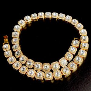 Летние цепочки в стиле хип-хоп с квадратными кристаллами, ожерелье с бриллиантами, мужские круглые стразы, модное кубинское ожерелье