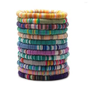 Strand Boho Multicolored 6mm Polymer Clay Heishi Pärlor Stretch Armband 2023 Återvinningsbar afrikansk sommarstrandsurfs smycken gåva