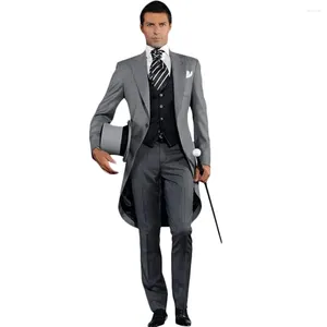 Men's Suits Italian Gentleman Style Wedding Man Long Tail Coat Groom Prom Tuxedos Formal Mens Terno Masculino (Jacket Pants Vest)