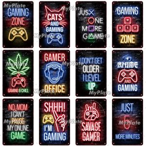 Vintage Gaming Zone Metal Tin Sign Neon Sign Metal Plate Gaming Fuel Wall Decor for Home Bar Home Plack Decoration Man Cave Poster Club Wall Decor Size 30x20cm W01