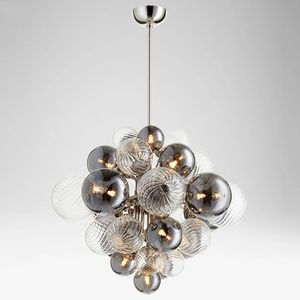 Nordiska pendellampor Creative Living Room Glass Bubble Ball Iron Art Postmodern Bedroom Restaurant Exhibition Hall Personality Hall Chandelier