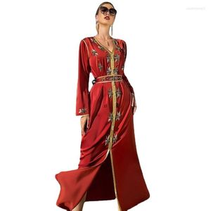 Ubranie etniczne Eid satyn Abaya Dubai Turcja muzułmańska sukienka Islamska Abayas dla kobiet Caftan Marocain Kaftan Robe Musulmane Djellaba Femme