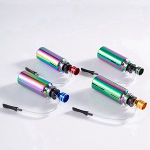 Colorful Rainbow Pyrex Thick Glass Bottle Pipes Dry Herb Tobacco Filter Metal Bowl Portable Removable Easy Clean Waterpipe Bong Hookah Cigarette Holder