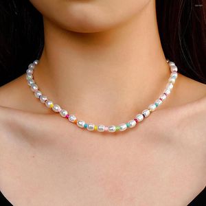 Choker Colorful Beaded Pearl Necklace For Women Bohemian Handmade Clavicle Chain Fashion