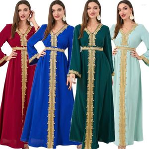 Ubranie etniczne Turcja Abaya haft muzułmańskie kobiety długie sukienka Arabia Bliski wschód Kaftan V-dęp
