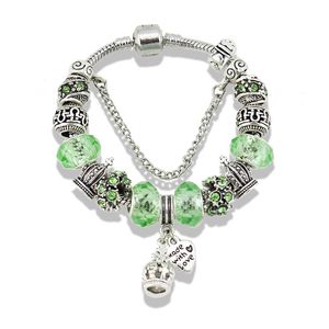 Pingente de charme pendente da coroa para Pandora 925 Silver Plated Snake Chain Hand Jóias de Casamento para Mulheres Garms de Casas de Color