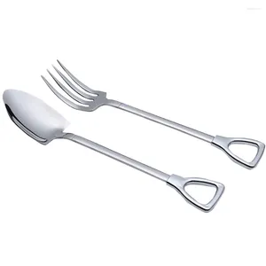 Servis uppsättningar pasta presentuppsättning metall sallad händer silversked gaffel bestick middag efterrätt