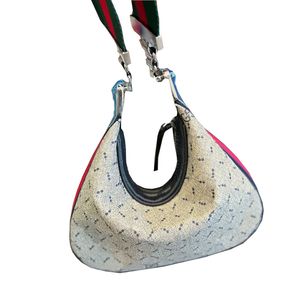 Designer Attache borsa a tracolla grande a forma di luna piccola borsa di lusso borsa a secchiello in tela beige e blu ed ebano Web Purse verde e rossa