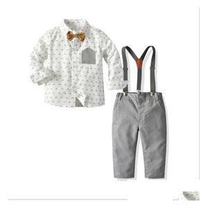 Conjuntos de roupas Baby Gary Set Dress Terne Gentleman Camisa com gravata borboleta Party Party Blesome Kids Boys Roupos 220218 Drop dh5jy