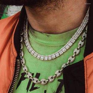 Kedjor 2023 Fashion Hip Hop Rock Punk Men Boy Choker Chain Iced Out Bling Micro Pave White Pink CZ Snouts Pärled Necklace