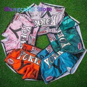 Pantaloncini da uomo YOKKAO Muay Thai Pantaloni da combattimento Pantaloncini sportivi Lotta da competizione allenamento spiaggia nero 021723H