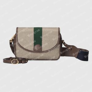 2023 Shoulder Bag mini shoulder bags beige canvas brown leather bag letters green and red web Crossbody Women Blue strap 722117 #GBE-01