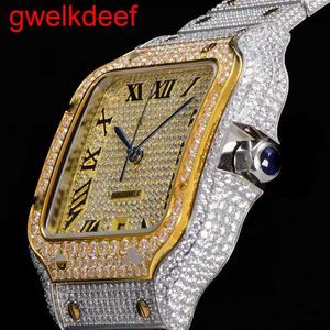 Armbandsur Lyx Custom Bling Iced Out klockor Vitguldpläterade Moiss anite Diamond Watchess 5A högkvalitativ replikering Mekanisk 8GYX