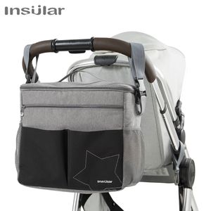 Diaper Bags Insular Baby Diapers Outdoor Travel Mommy for Stroller Large Capacity Insulation Nursing Polyester Solid Diaper 230217