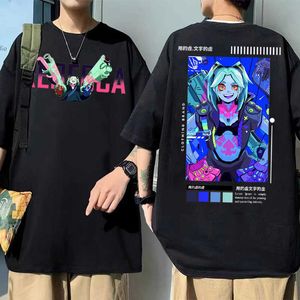 T-shirt maschile cyberpunk Edgerunners Rebecca Aesthetic Graphic Tshirt Man Cool Fashion Punk Streetwear Men Women The Locomotive Style Thirt J230217