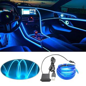 Светодиодные полосы автомобильная среда эль -проволоки светодиодные USB Гибкие неоновые внутренние светильники в сборе RGB Light для автомобильных аксессуаров освещения