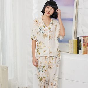 Kvinnors sömnkläder Kvinnors pyjama Casual Floral Printing V-Neck bomull Japansk stil Löst långärmad Cardigan Enkla hemklänningar