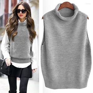 Women's Vests High Collar Sleeveless Loose Ladies Vest Knit Fashion Sweater Wholesale Brand Pullover Women