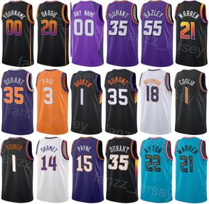 Drucken Earned Statement Basketball Kevin Durant Jersey 35 TJ Warren 21 Darius Bazley 55 Chris Paul 3 Devin Booker 1 DeAndre Ayton 22 Purple Orange White Team Herren Kinder