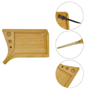 Handmade Bamboo Wood Rolling Tray With 3 Cone Holes Tobacco Smoking Accessories Roll Your Own Cone Work Station