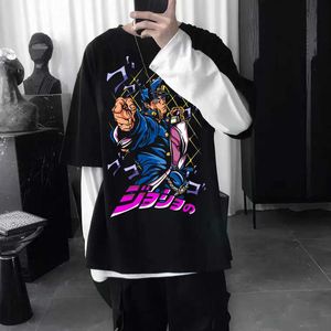 Men's T-Shirts Anime Jojo Bizarre Adventure Print Tshirt Men Women Casual Loose Short Sleeve Tees Jotaro Star Platinum Manga Graphic T Shirts J230217