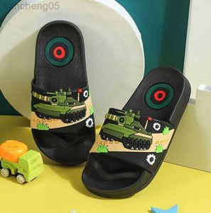 Slipper Sommer Cartoon Tank Kinder Hausschuhe für Jungen Mädchen Hausschuhe PVC Home Flip Flops rutschfeste große Kinder Strandsandalen 3-14 Jahre W0217