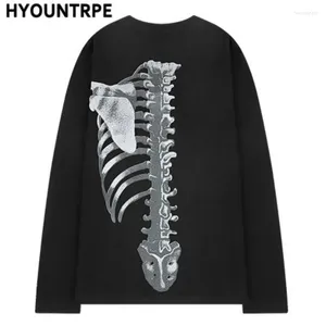 Men's T Shirts Hip Hop Streetwear Black Shirt Skull Graphic Harajuku T-Shirt 2023 Spring Mens Cotton Long Sleeve Tshirt Loose Punk Clothing