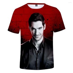 Мужские футболки T 2023 ТВ Lucifer 3D футболка мужчина женщин летняя мода Morningstar с коротким рубашкой Cool Rinate Casual Tops