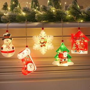 Corde Decorazioni natalizie Luci a LED Albero Fiocchi di neve dipinti PendentiLED