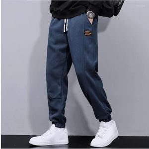 Men's Pants Sweatpants Men Autumn Winter Warm Polar Fleece Men's Casual Trousers High Street Elastic Waist Jogging Sport